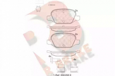 R BRAKE rb2038 -  Комплект тормозных колодок, дисковый тормоз